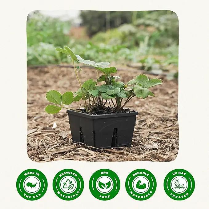Epic Gardening Reusable Seed Starter Tray - 4 Cell 3"/8 Seedling Starter Trays - Easy Watering, Indoor Greenhouse, Plant Starter, Gardener-Friendly for Seedlings | UV-Treated & BPA-Free - Black by GreenHaven Gardens