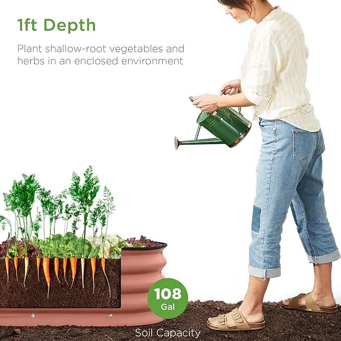 Best Choice Products 8x2x1ft Outdoor Metal Raised Garden Bed, Oval Deep Root Planter Box for Vegetables, Flowers, Herbs, and Succulents w/ 108 Gallon Capacity - Terracotta by GreenHaven Gardens