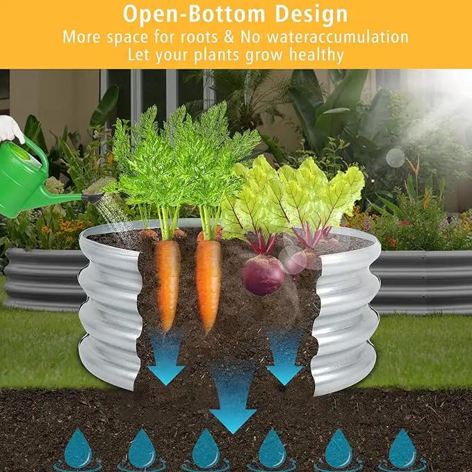 Outdoor Metal Galvanized Raised Planter Box,Rectangular Large Garden Bed Kit for Vegetables, Fruits, Flowers and Herbs 4X2X1 FT (3X3X1) by GreenHaven Gardens