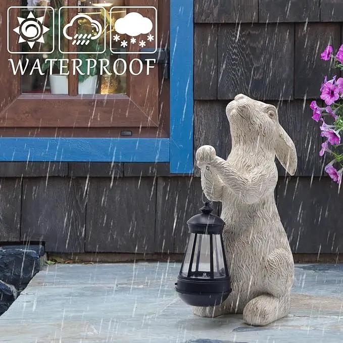 Garden Statues Rabbit with Solar Lights-Bunny Figurine Outdoor Easter Decorations Rabbit Decor for Lawn,Balcony-Yard Art Garden&Patio Decor,Unique Housewarming&Birthday Gifts for Women by GreenHaven Gardens