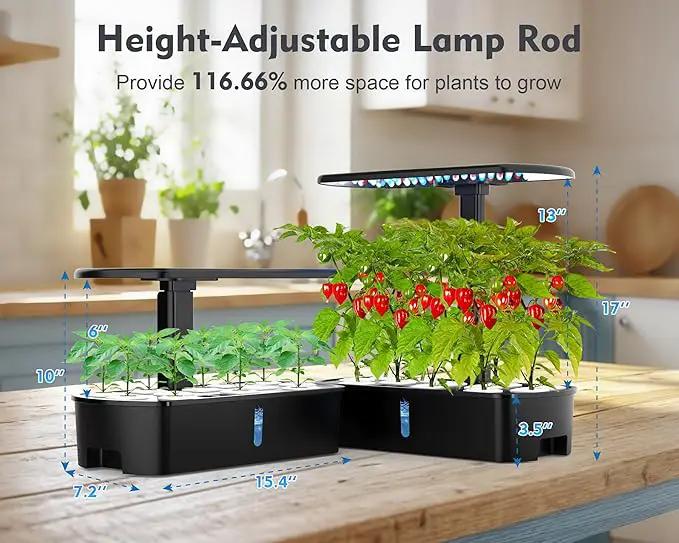 Hydroponics Growing System Kit 12 Pods Indoor Garden, Hydroponic Herb Garden Kit Indoor with LED Grow Light, Smart Indoor Garden, Adjustable Height, Auto Timer, Quiet Pump, Gift for Mom Women, Black by GreenHaven Gardens