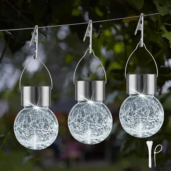 Solar Lights Outdoor Hanging Decorative Globe 24 Pack, Waterproof Solar Lantern with Handle and Clip, Solar Powered Glass Ball Lights for Garden Yard Fence Tree Umbrella Holiday Décor, Cold White by GreenHaven Gardens