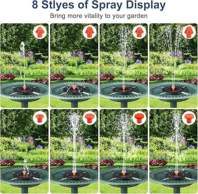3.5W Solar Fountain, Upgrade Solar Bird Bath Fountains, Water Fountain Outdoor with 4 Fixed Rods & 8 Orange Nozzles, Solar Fountain Pump for Pond, Patio,Outdoor, Garden, Pool by GreenHaven Gardens
