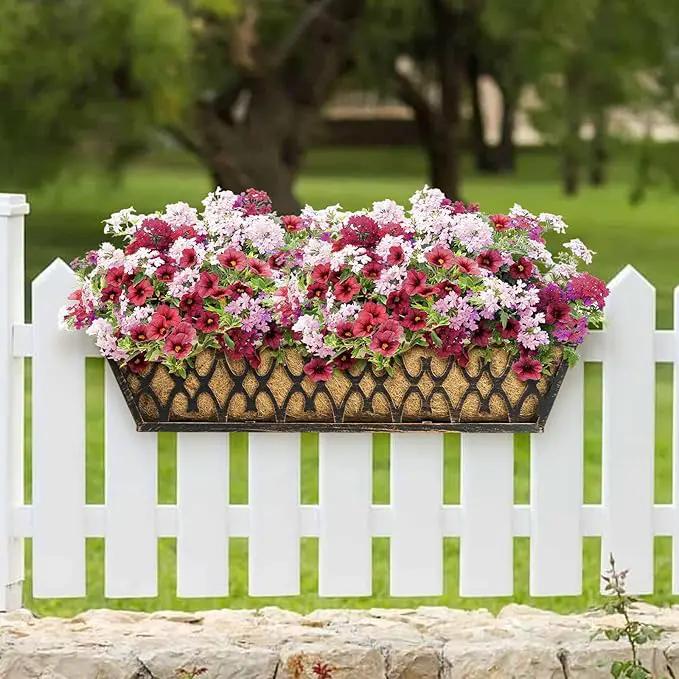 Window Boxes Planters: 2 Pack 30 Inch Railing Planter Box with Adjustable Brackets for Porch Fence Patio Balcony Hanging Flower Baskets with Coco Liners for Outdoor Garden Decor - Bronze by GreenHaven Gardens