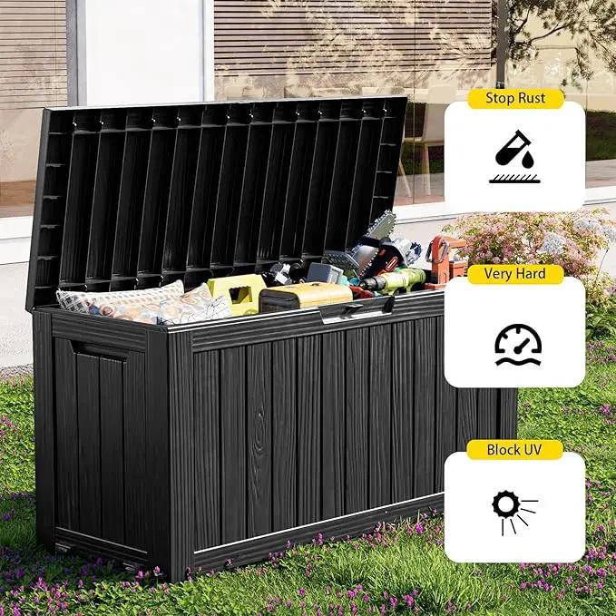 75 Gallon Outdoor Storage Box – Waterproof Deck Box for Patio & Garden,Black by GreenHaven Gardens
