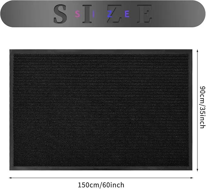 fani Heavy Duty Large Outdoor Indoor Entrance Doormat Waterproof Low Profile Entrance Rug Front Door Mat Patio Anti-Skid Rubber Back, 35x60 inch (Jet Black) by GreenHaven Gardens