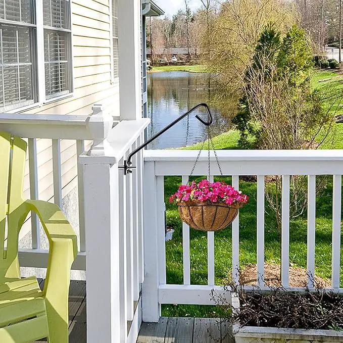 2 Packs 11 inches Fence Deck Hook Rail Hook Hanging Hook Mounting Kit Heavy Duty Bird Feeder Hook Decorative Hook Hanger for Bird Feeders Planters Suet Baskets Lanterns on Balcony Porch Railing Fence by GreenHaven Gardens