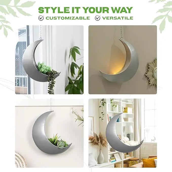 Hanging Moon Planter for Moon Room Decor - Great for Succulents, Air Plant, Mini Cactus, Faux, Artificial Plants-Boho Hanging Planters for Indoor Plants, Witchy Gifts for Women, Birthdays,Plant Lovers by GreenHaven Gardens