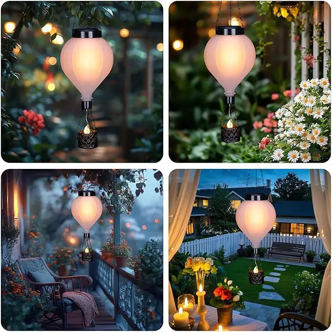 Hanging Solar Lantern Outdoor Garden Decor Hot Air Balloon Lantern with Flickering Flame Gifts for Women Grandma Mom Outdoor Hanging Light Solar Decorative Lamp for Garden Patio Yard and Home by GreenHaven Gardens
