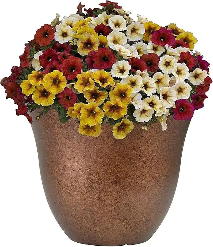 Classic Home and Garden Honeysuckle Resin Flower Pot Planter, Copper, 13" by GreenHaven Gardens