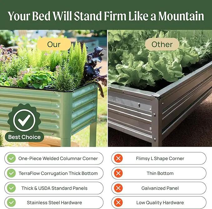 Rolling Elevated Raised Garden Bed-V Series, 2' x 4' Garden Beds with Legs & Storage Rack for Patio & Porch, 700 Lbs Weight Capacity, Outdoor Planter Box for Vegetables Flower Herbs, Pearl White by GreenHaven Gardens