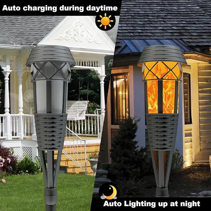Flickering Flames Torch Light Solar Garden Lights Waterproof Landscape Lighting - 4 Pack by GreenHaven Gardens