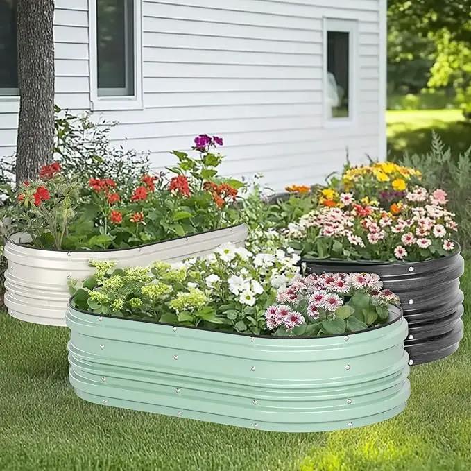WORKPRO 2Pcs 4x2x1ft Galvanized Raised Garden Bed Set, Rust & Corrosion Protection, Easy Assembly, Safe Edge, Ideal for Vegetables & Flowers, Green by GreenHaven Gardens