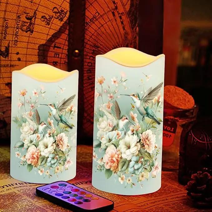 Ystardream Battery Operated LED Candles Set of 4 with Remote Control Timer Dancing Flame Pillar Candles Home Table Coastal Decorations by GreenHaven Gardens