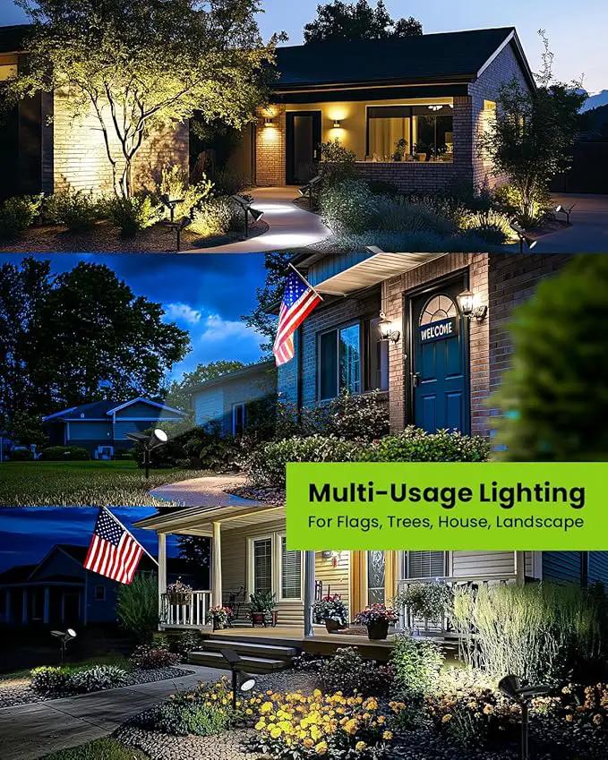 Solar Spot Lights Outdoor Waterproof IP65, Flag Pole Light Solar Powered Spot Lights, Landscape Lighting Spotlights for Tree, House, Yard, Backyard, Garden Decorations-2 Pack by GreenHaven Gardens