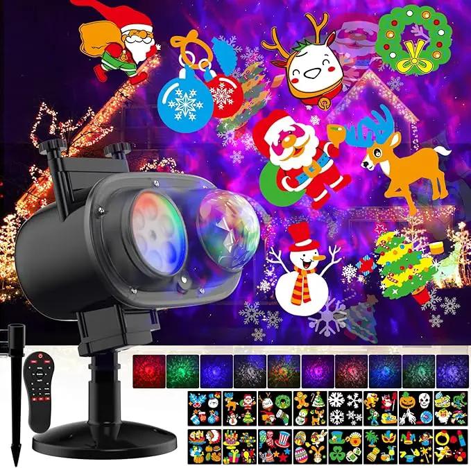 Christmas Projector Lights Outdoor, Holiday Projector With Remote Control Timer, 26 HD Effects (3D Ocean Wave & Patterns) Waterproof Landscape for Halloween Party Decorations by GreenHaven Gardens