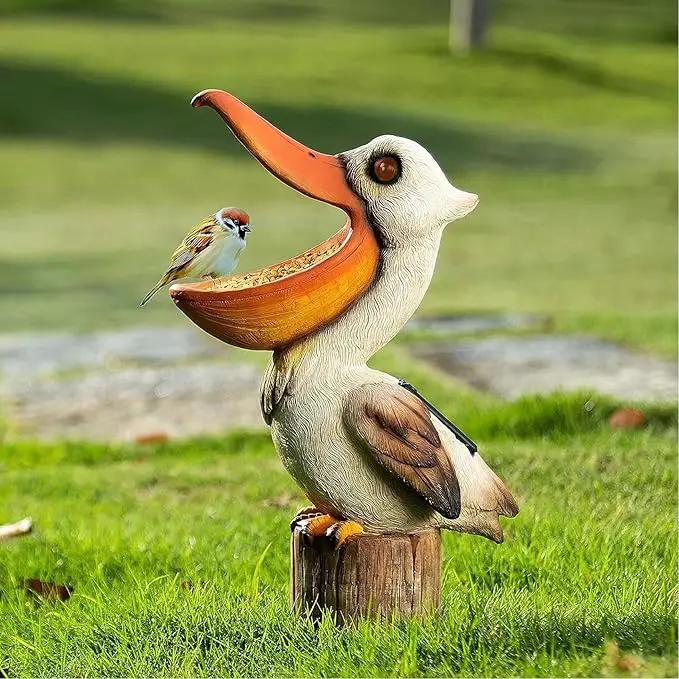 Elenon Garden Pelican Decor Solar Lights, Solar Pelican Garden Figurines Outdoor Decorative, Solar Yard Art Garden Sculptures & Statues for Patio Yard Pathway by GreenHaven Gardens
