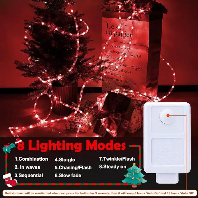 200ft LED Rope Lights Outdoor, 1440 LED Flexible Tube Lights with 8 Modes, Waterproof LED Rope Lighting for Outside, Garden, Patio, Bedroom, Party,Deck, Pool, Fences, Indoor Outdoor Decoration (Red) by GreenHaven Gardens