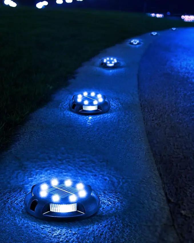 Biling Solar Pathway Lights Outdoor Uplight Sidelight, 12 Packs Blue Bright Solar Ground Lights Walkway Lights Waterproof Solar Deck Lights for Yard Walkway Garden Halloween Decorations by GreenHaven Gardens