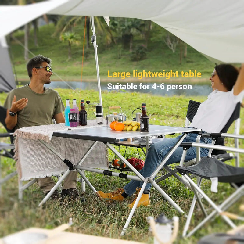 KingCamp Camping Table Roll up Aluminum Folding Table Lightweight Large Portable Foldable Camp Table for Picnic Camping Barbecue Backyard Beach Tailgate Indoor Outdoor, 4-6 Person, Support 176lbs by GreenHaven Gardens