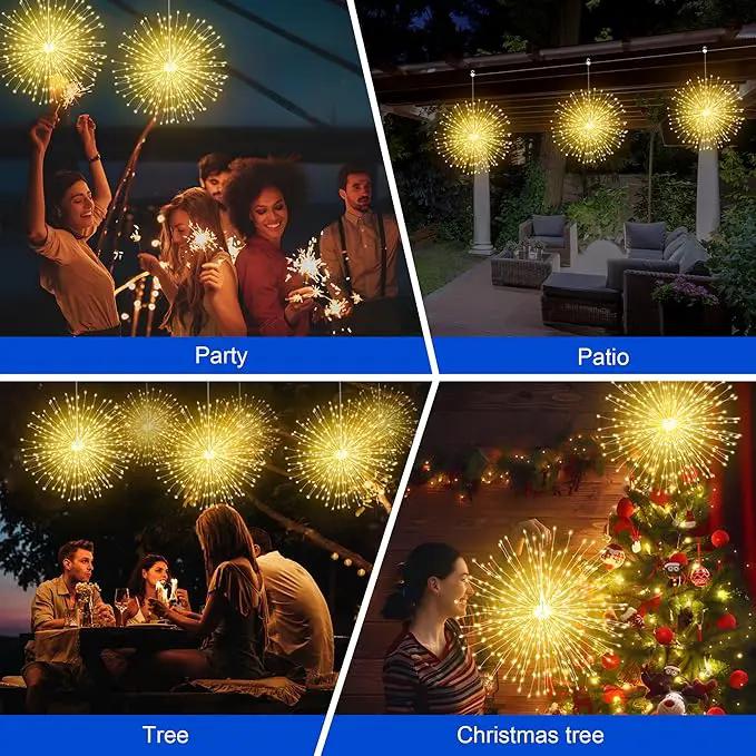 Solar Firework Lights Outdoor, 1000 LED Starburst Light Outdoor with USB Rechargerable, 8 Modes Waterproof Solar Hanging Lights for Gazebo Yard Party Wedding Decorations (Warm White, 1000 LED) by GreenHaven Gardens