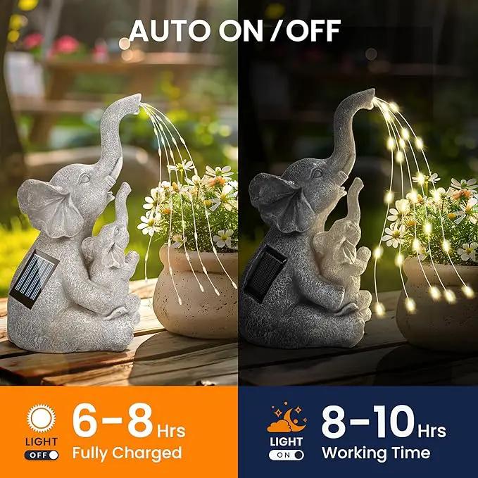 GIGALUMI Solar Garden Outdoor Statues for Women, Mom, Grandma. Elephant Figurine Housewarming and Birthday Gifts Outdoor Statue Light Decor Ornament for Backyard, Patio, Balcony, Lawn, Pond by GreenHaven Gardens