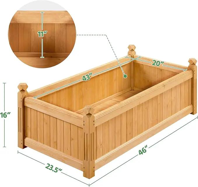 Yaheetech 46″ L × 23.5″ W × 16″ H Wooden Raised Garden Bed, Horticulture Wood Rectangular Garden Planter Outdoor, Raised Planter Box for Yard/Greenhouse/Vegetable/Flower/Herbs, Light Brown by GreenHaven Gardens