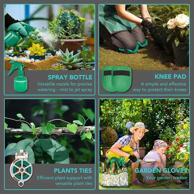 Gardening Tools 14-Piece Heavy Duty Gardening Hand Tools with Fashion and Durable Garden Tools Organizer Handbag,Rust-Proof Garden Tool Set by GreenHaven Gardens