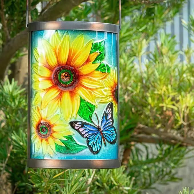 Hanging Solar Lantern Outdoor Waterproof LED Solar Lights Sunflower Decorative Solar Lanterns Tabletop Lamp for Outdoor Patio Garden Yard Decor by GreenHaven Gardens