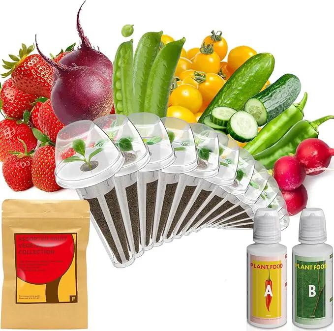 inbloom Fruit Seed Pod Kit for AeroGarden, Ahopegarden, GARDENCUBE, MUFGA, iDoo Hydroponics Growing System, 12-Pods (350+ Seeds Include Strawberry, Tomato, Cucumber, Pea, Ruby Queen Beet) by GreenHaven Gardens