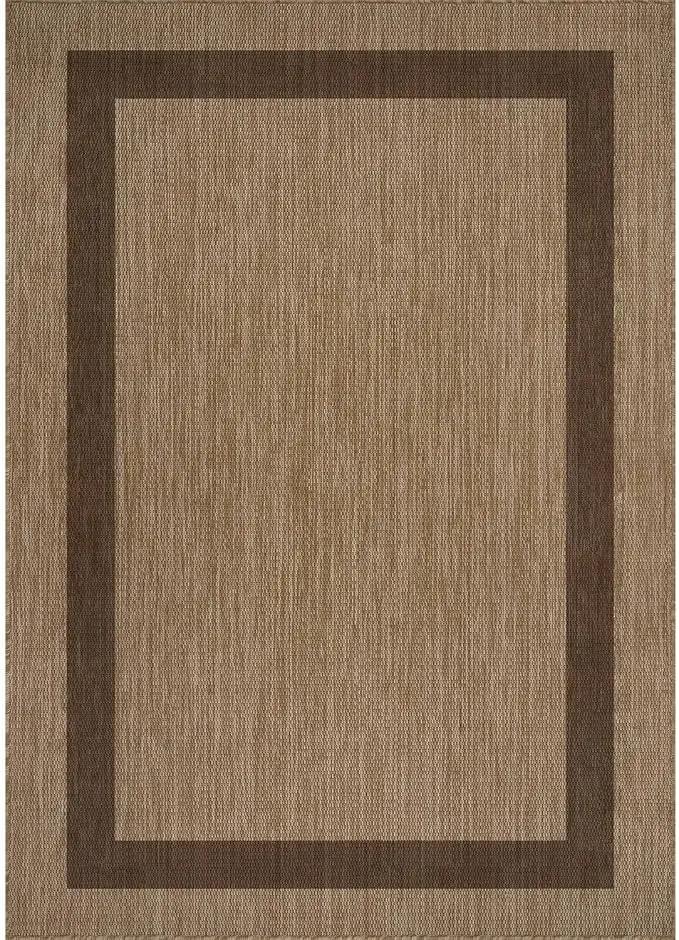 CAMILSON Outdoor Rug 5x7 - Modern Outside Rugs for Patios Porches Waterproof Durable Washable Non-Shedding, Easy-to-Clean Indoor Outdoor Area Carpet (5 x 7, Bordered - Jute) by GreenHaven Gardens