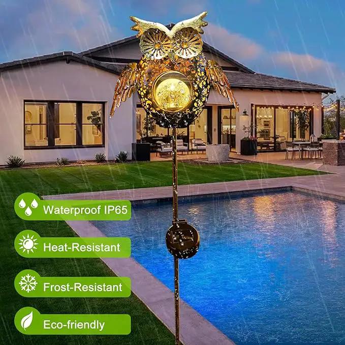 Go2garden Solar Lights Outdoor Owl Garden Gifts Women Metal Stakes Lights for Lawn Ornaments, Yard Art, Pathway, Patio Decorations,Birthday Mothers' Day Gift for Mom Dad Grandma (Bronze) by GreenHaven Gardens