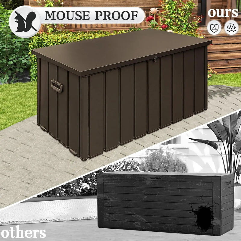Domi 100-Gallon Outdoor Storage Box – Waterproof, Lockable Storage Cabinet for Patio Furniture, Garden Tools & Pool Supplies – Large Metal Storage for Cushions, Toys & More by GreenHaven Gardens