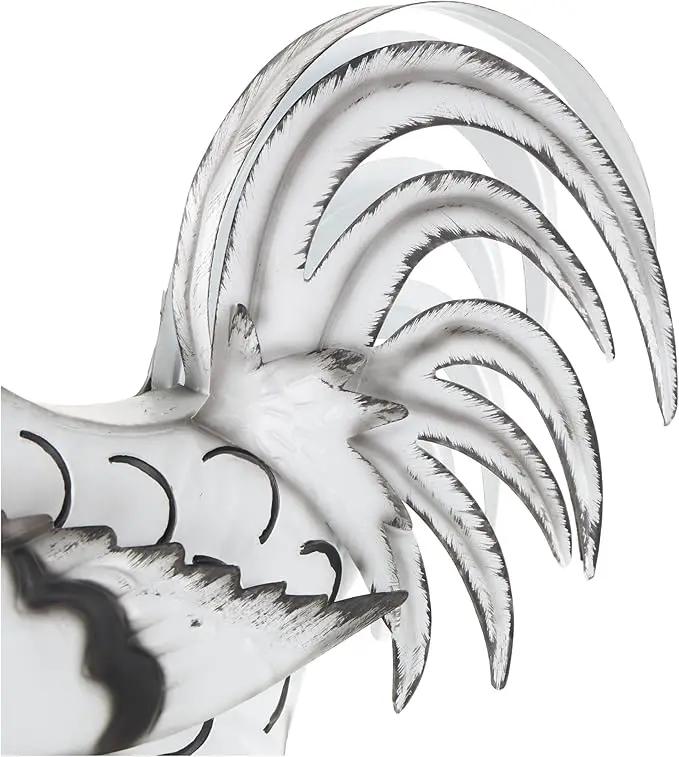 Deco 79 Metal Rooster Decorative Garden Sculpture Garden Statue with Black Texturing and Red Accents, Outdoor Sculpture 15" x 6" x 18", White by GreenHaven Gardens