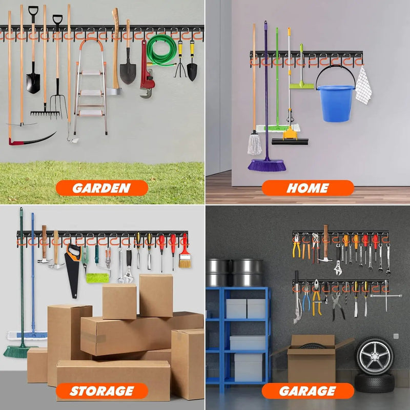 51'' All Metal Garden Tool Organizer Adjustable Garage Tool Organizer Wall Mount Garage Organizers and Storage with Heavy Duty Hooks Tool Hangers for Garage Wall, Shed, Garden by GreenHaven Gardens
