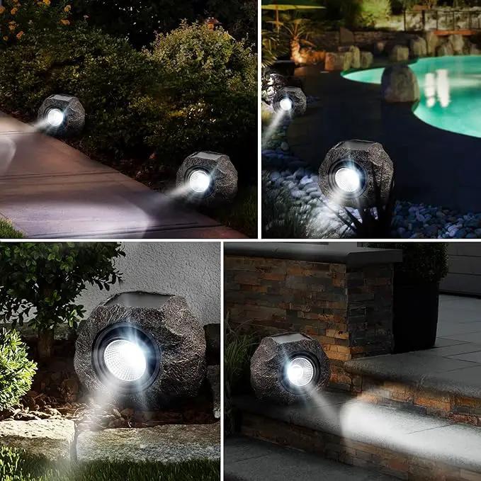 Solar Rock Lights, 4 Pack Solar Powered Waterproof LED Spotlights Decorative for Outdoor Garden, Pathway, Walkway, Yard, Landscape, Patio by GreenHaven Gardens