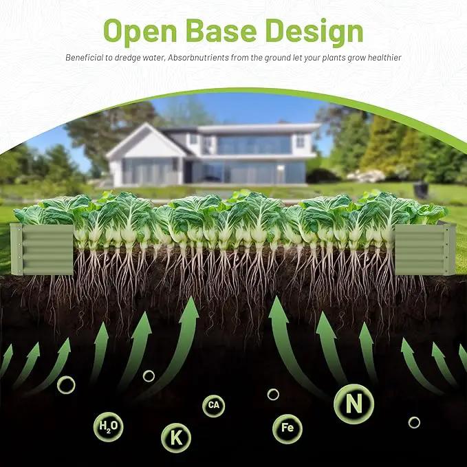 2PCS 8x4x1ft Galvanized Raised Garden Bed-Outdoor Galvanized Planter Box for Vegetables, Fruits,Herbs, Flowers, Metal Raised Garden Bed kit-Green by GreenHaven Gardens