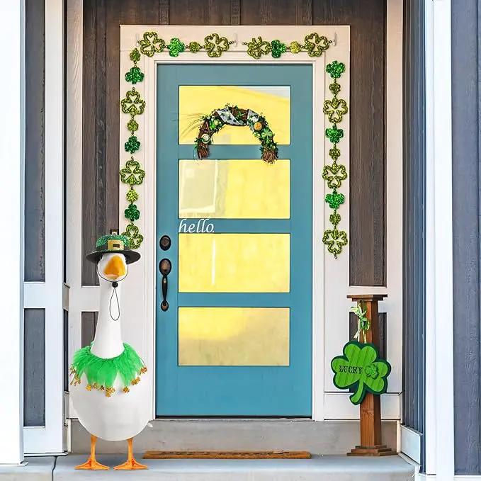 St. Patrick's Day Porch Goose Outfit 23"/ 17'' Statue Tuxedo Bandana Top Hat Cloth for Goose Lawn Decoration(Collar) by GreenHaven Gardens