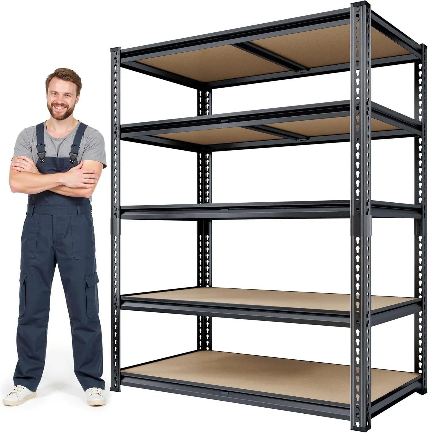 72"H Storage Shelves heavy duty, 2000LBS Garage Shelving, 5 Tier Metal Shelving Unit Adjustable Garage Shelves Utility Rack Shelf for Storage Warehouse Pantry Closet,35.6" W × 16" D × 72" H, Black by GreenHaven Gardens
