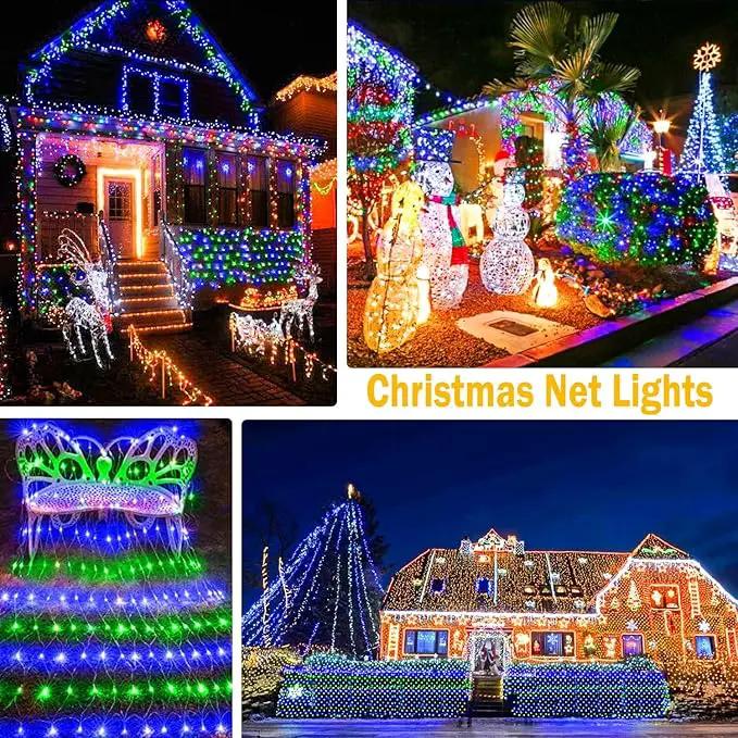 KNONEW 2-Pack 360 LEDs Christmas Net Lights 13ft x 9.8ft Outdoor Mesh Lights Connectable Waterproof 8 Modes & Timer Plug-in Net Fairy Lights for Bushes Garden Party Wedding Holiday,Blue and Green by GreenHaven Gardens