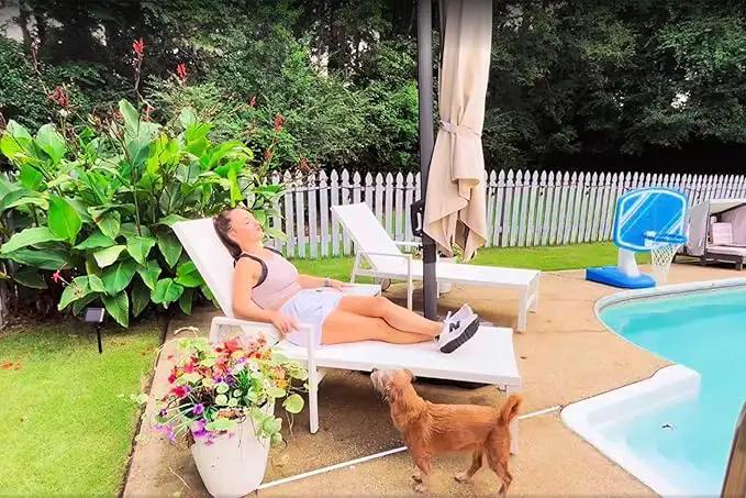 PURPLE LEAF Outdoor Chaise Lounge Set Adjustable Sunbathing Recliner with Armrest and Side Table for Poolside Beach Outside Patio Aluminum Chaise Lounger Cream by GreenHaven Gardens