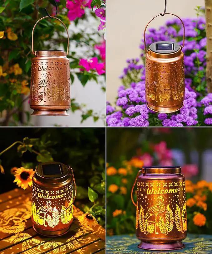 Nacome Flamingo Solar Lantern for Garden Decor: Waterproof Hanging Metal Decoration with LED Lights for Yard Lawn Porch Patio Landscape Pathway – Birthday Gifts for Mom Grandma Women by GreenHaven Gardens
