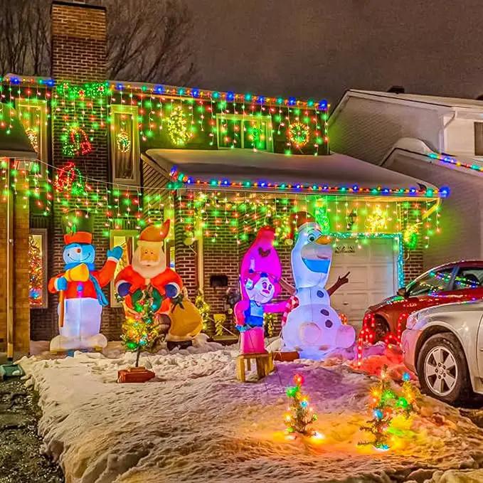Icicle Lights for Outside, 33FT 400 LED Christmas Lights Outdoor with Waterproof 8 Modes, Plug in Connectable String Twinkle Light for Indoor Roof Window Garden Fence Party Decorations, Red Green by GreenHaven Gardens