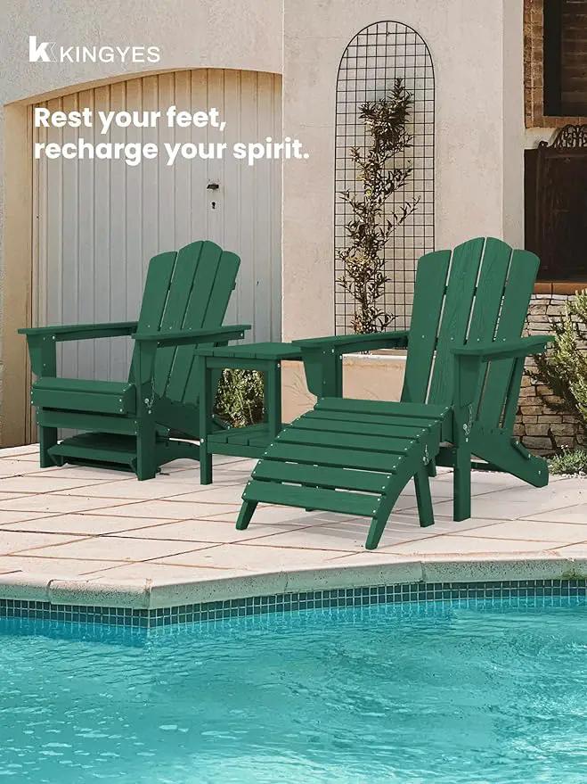 KINGYES Folding Adirondack Ottomans Set of 2 for Adirondack Chair, Green by GreenHaven Gardens