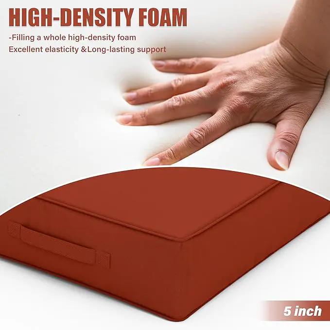 Patio Chair Cushions 24 X 24 X 5 Inch Waterproof Outdoor Seat Cushions for Patio Furniture, Outdoor Sofa Couch Pads with Ties & Handle, Set of 2, Terra Red by GreenHaven Gardens