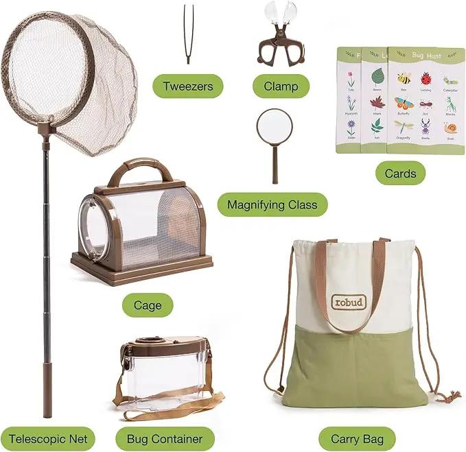 ROBUD Kids Explorer Kit, Bug Catcher Kit with Bag Kit, Outdoor Exploration Set for Camping, Montessroi Toy for Kids Coming Closer to Nature，WRP07 by GreenHaven Gardens