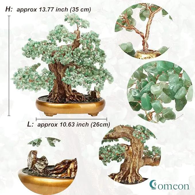 Feng Shui Money Tree Large Crystal Quartz Lucky Tree Gem Tree for Office Home Feng Shui Decoration for Wealth/Fortune and Luck (Aventurine) by GreenHaven Gardens
