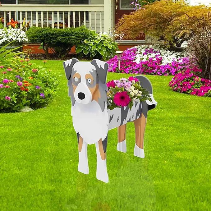 Australian Shepherd Dog Planter Plant Pots,Cute Garden Dog Flower Planter,Large Dog Planters Birthday Gifts for Women,Office,Indoor/Outdoor Decor（9.84 * 7.13 * 17in） by GreenHaven Gardens