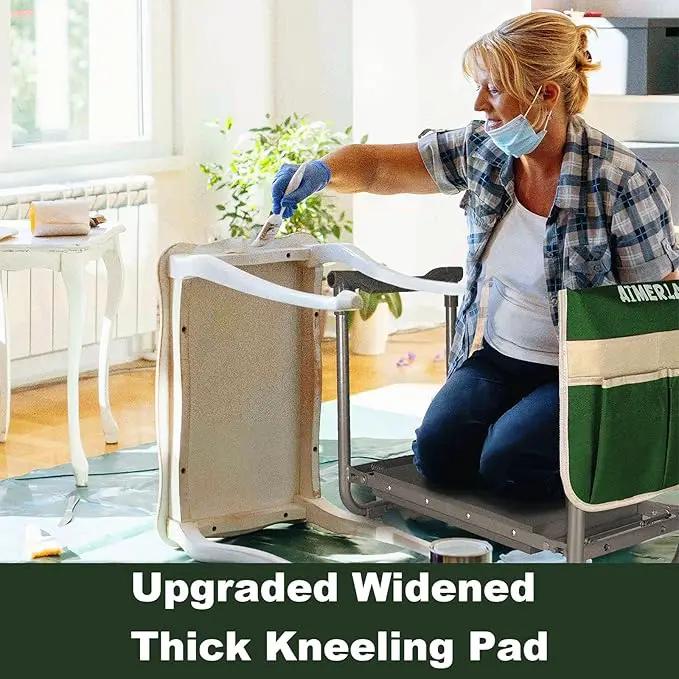 Foldable Garden Kneeler Seat Heavy Duty [Upgraded Widened Thick Kneeling Pad] Garden Stool with Large Garden Tool Bags with Pockets - Portable Garden Bench Gardening Gifts for Parents by GreenHaven Gardens