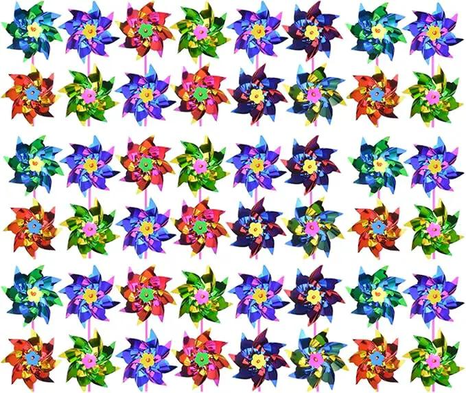 100pcs Plastic Rainbow Pinwheel,Windmill Party Pinwheels DIY Pinwheels Set for Kids Toy Garden Lawn Party Decor (100) by GreenHaven Gardens